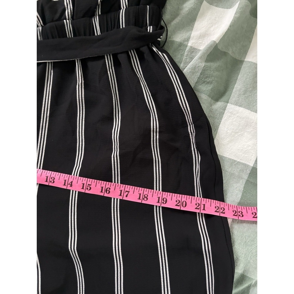 NWT Maurices Paperbag Waist Wide Leg Jumpsuit Womens M Black White Striped - Picture 10 of 10